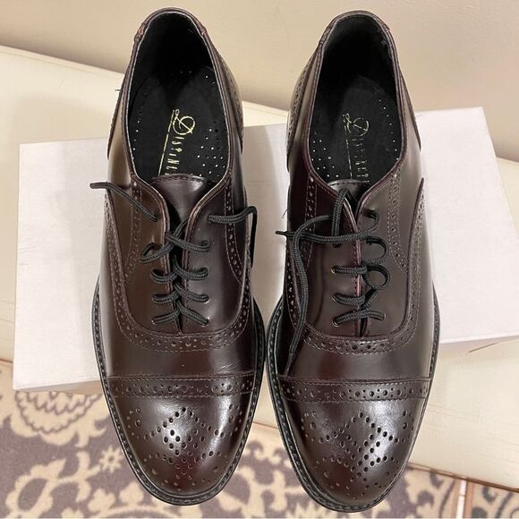 NIB Men's Vintage Wingtip Oxford Dress Shoes Dark Brown - US 7.5 - Picture 4 of 10